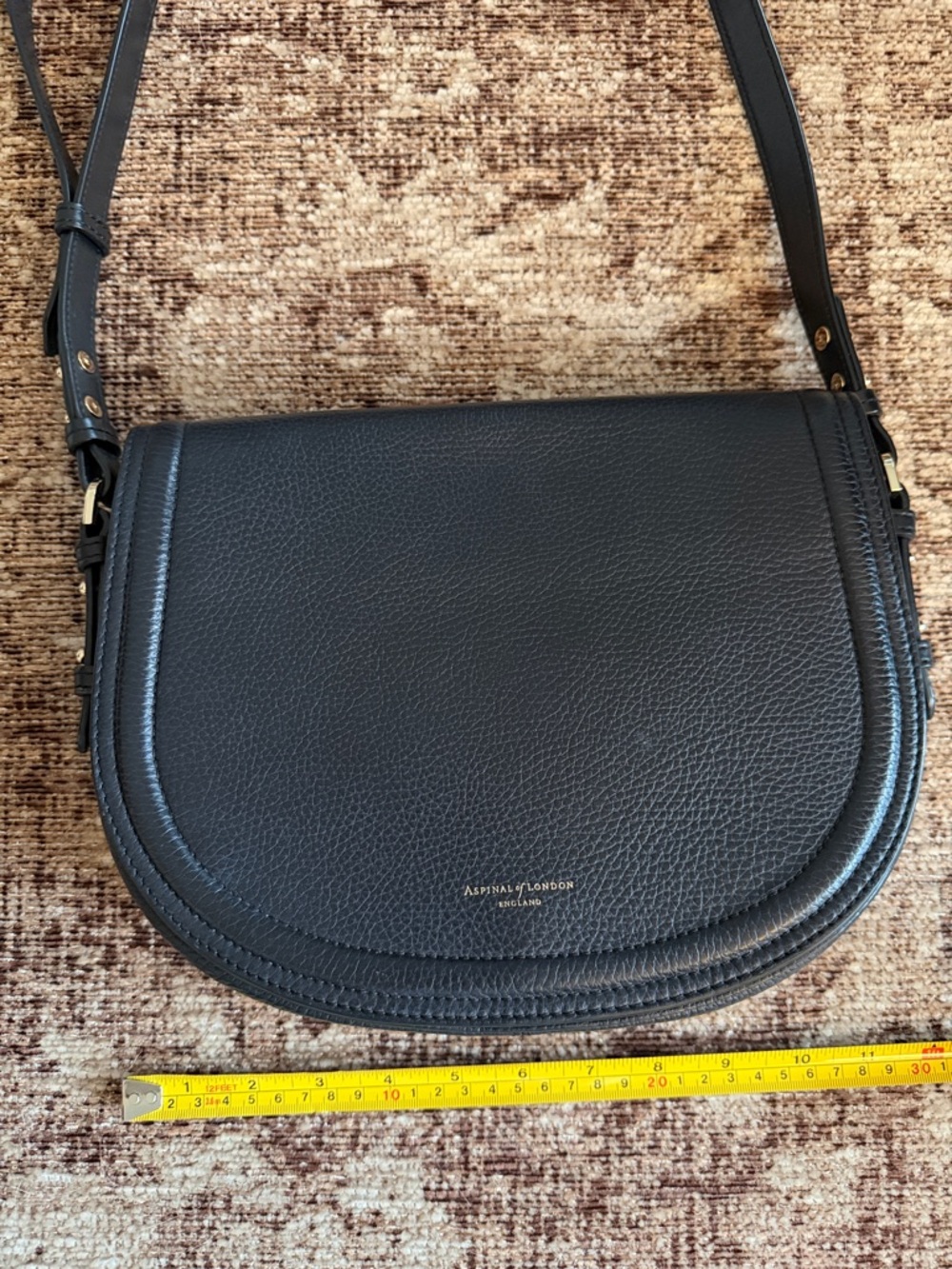 Aspinal of London Black Pebbled Leather Saddle Bag - Picture 3 of 7